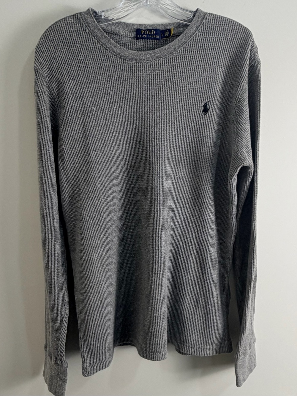 Polo Ralph Lauren Custom Slim Fit Waffle Knit Cotton Thermal Shirt Gray Men’s L